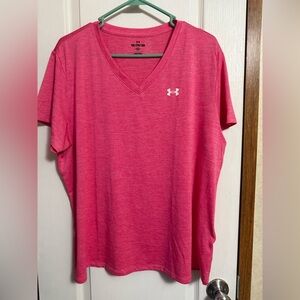 Under Armour Pink V-Neck Short Sleeve Athletic Tee